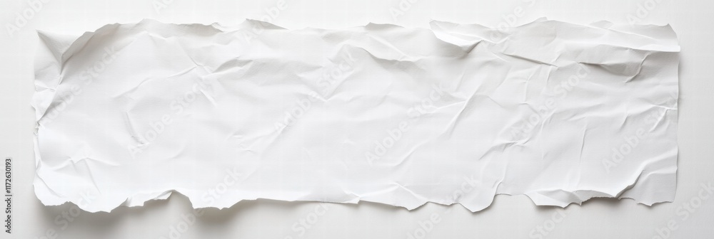 Leinwandbilder Crumpled white sheet of paper lying on a flat surface with subtle texture and shadows during daylight. Generative AI