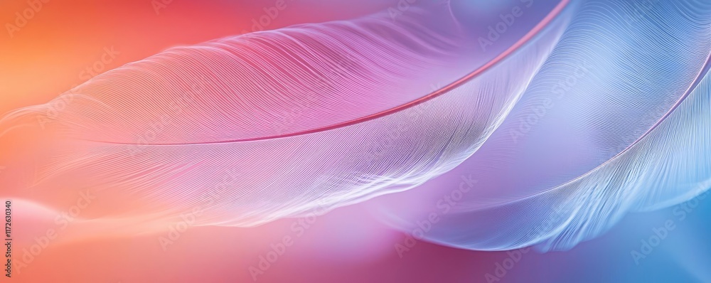 Poster Feather abstract background concept. Abstract colorful background with flowing lines and soft textures creating a serene atmosphere.