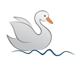 Symbol of duck with a blue wave. 
