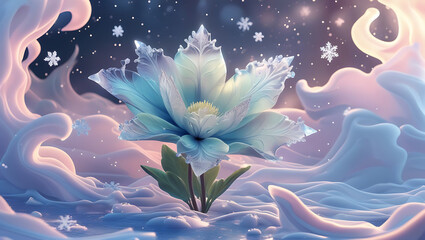 beautiful soft kamboja flower on icy background, created by geneative ai