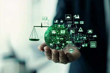 environmental law concept : Global Environmental Justice, Wooden Gavel and Golden Scales, environment, law	