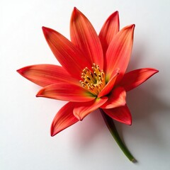 Fototapeta premium Colorful Red Guzmania flower on white background, petals, tillandsia