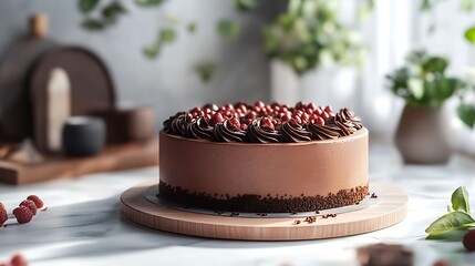 Delicious chocolate cake bakery food photography indoor close-up