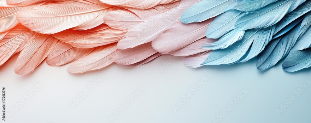 Poster Feather abstract background concept. Colorful abstract feathers creating a harmonious and artistic background.
