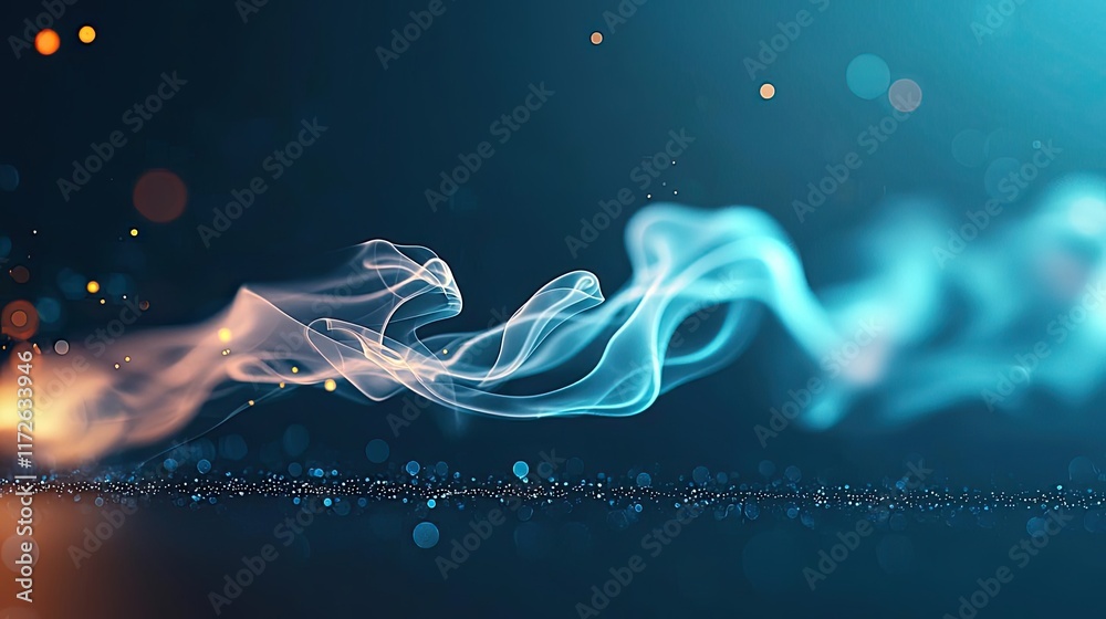 Poster smoke abstract background idea. abstract smoke wave in blue and orange tones creating a serene visua