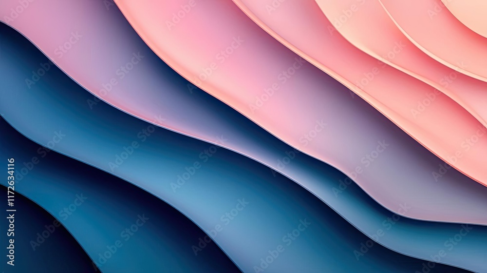 Aufkleber smoke abstract background idea. vibrant abstract waves in pink, blue, and peach creating a fluid vis