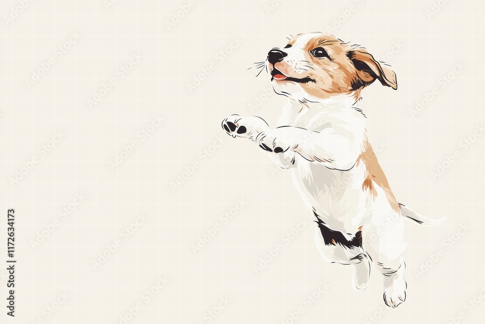 Aufkleber joyful puppy jumping with excitement in a playful moment capturing pure happiness and energy. genera
