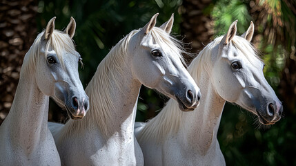Obraz premium Majestic White Horses in Nature