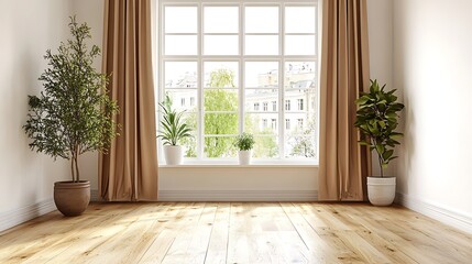 Fototapeta premium Cozy room decor serene indoor plants for a bright environment