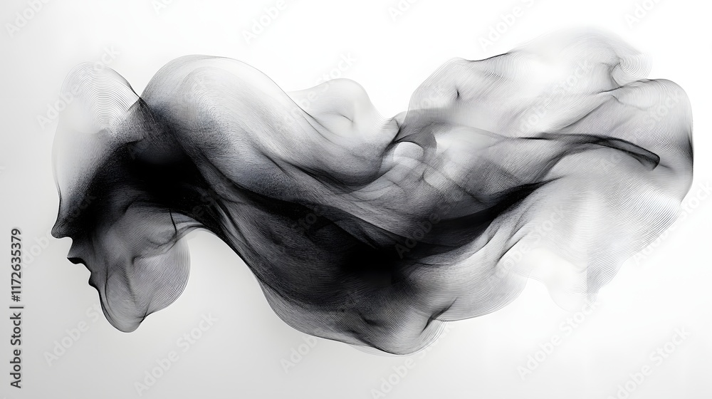 Poster abstract black and white backgrounds. abstract grayscale artwork depicting a flowing veil resembling