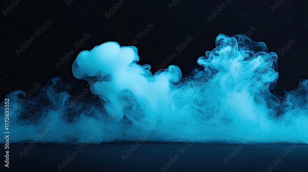 Poster smoke abstract background idea. mystical blue smoke on a dark background creating an ethereal atmosp