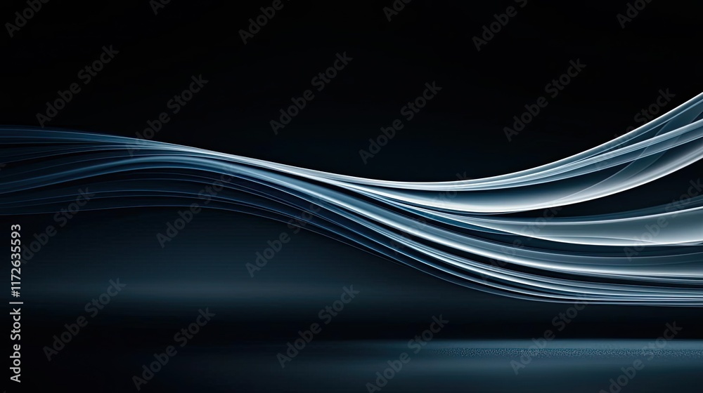 Poster Smoke abstract background idea. Abstract flowing lines in blue tones create a serene and modern digital background.
