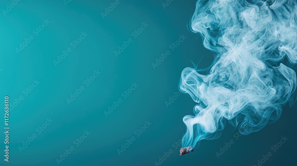 Poster smoke abstract background idea. a captivating image of smoke drifting against a tranquil teal backgr