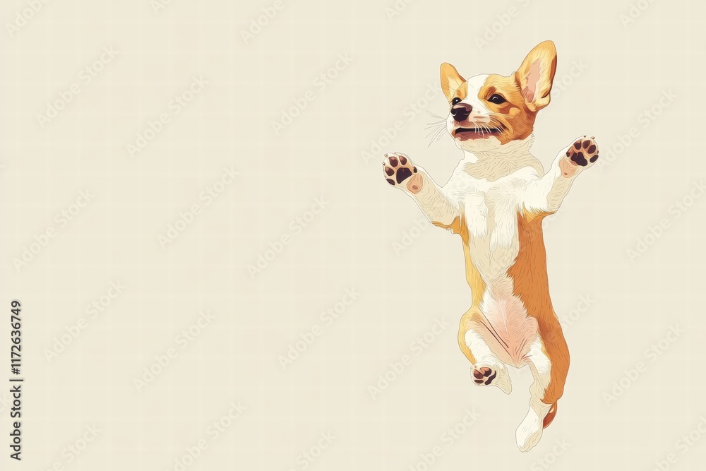 Aufkleber joyful puppy leaps playfully in a bright and cheerful environment filled with light and happiness. g
