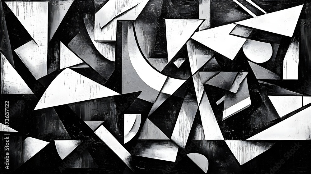 Aufkleber abstract black and white backgrounds. a striking black and white abstract artwork featuring geometri