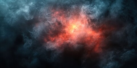 Fototapeta premium Dark Smoke Clouds with Red Light Background Creating Mysterious Atmosphere in Artistic Digital Illustration for Stock Photography Use
