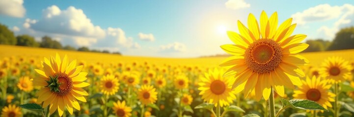 Obraz premium Soft brush-like petals of top paintbrush bloom in sunny field, painted flowers, sunflower