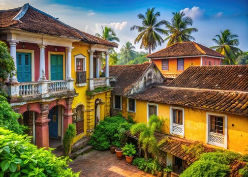 Charming Goa:  colonial architecture, a legacy of Portuguese India's picturesque past.