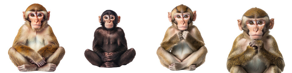 Thoughtful Primates Monkeys Captured in Contemplative Poses Amid Natural Forest and Jungle Settings Reflecting Intelligence and Awareness of Their Surrounding Environment