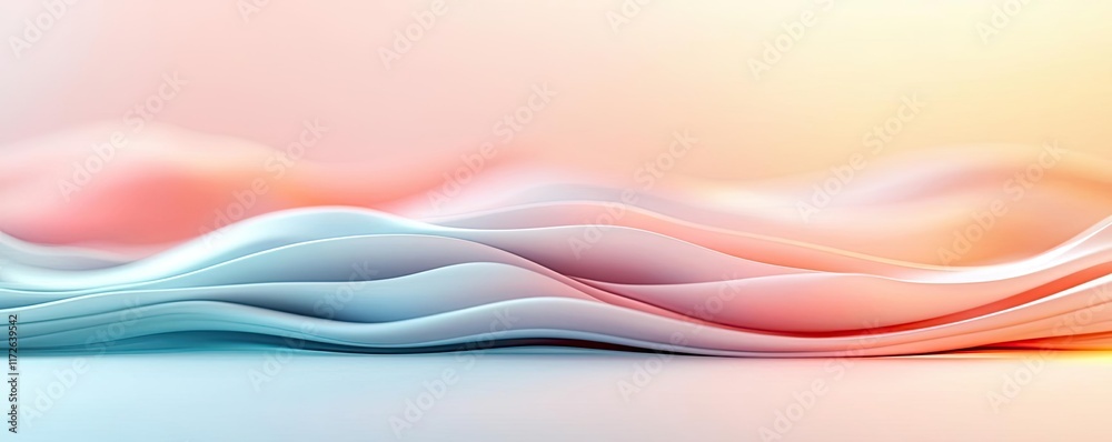 Poster Soft abstract background idea. Abstractive wavy patterns in soft pastel colors create a serene visual experience.