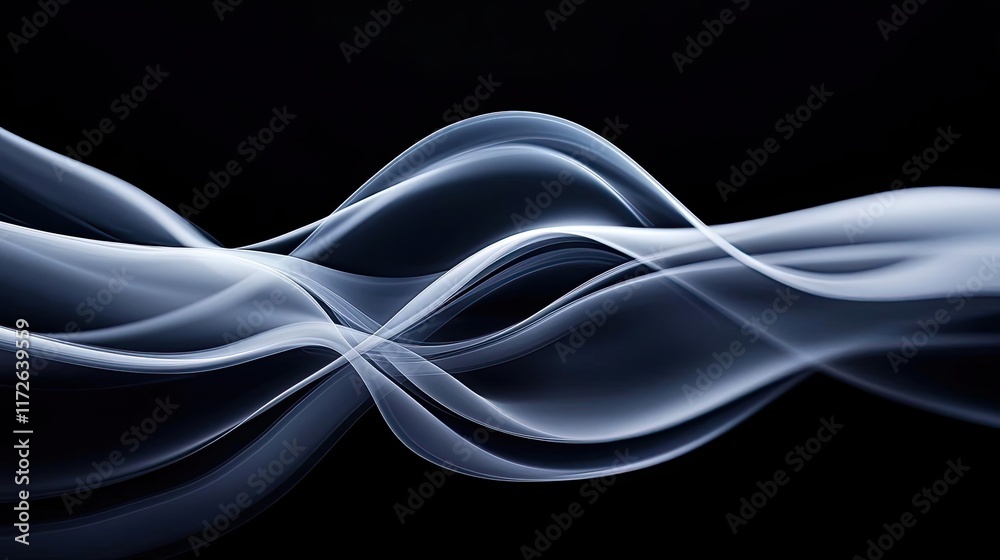 Poster Smoke abstract background idea. Abstract illustration of flowing waves, demonstrating fluidity and motion in design.