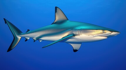 Fototapeta premium Shark swimming gracefully in ocean waters marine life photography underwater view aquatic beauty