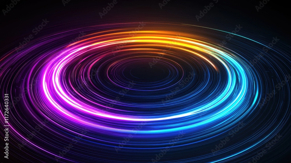 Poster dynamic light swirls abstract art digital design dark background close-up view energy and motion con