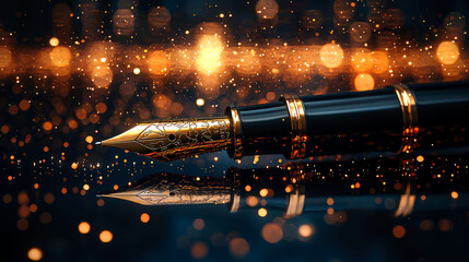 Golden Fountain Pen, Exquisite Design