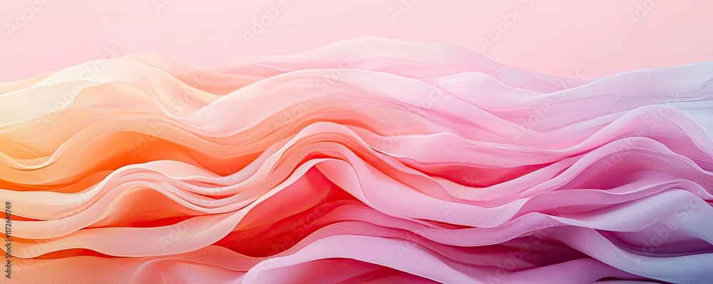 Poster soft abstract background idea. soft, flowing abstract fabric waves in gradient shades of pink and or
