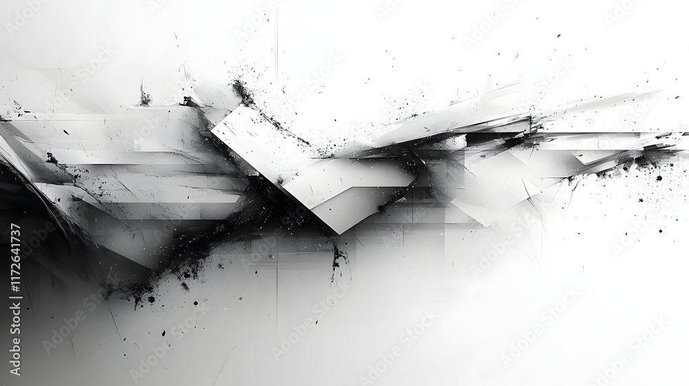 Aufkleber abstract black and white backgrounds. abstract digital artwork featuring a dynamic grayscale explosi