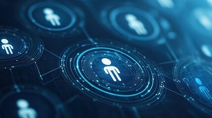 Mesmerizing blue and white abstract art, man encircled by swirling geometric patterns