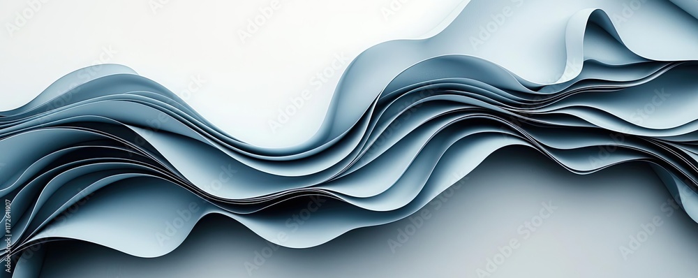 Aufkleber Soft abstract background idea. Abstract blue paper waves create a soothing and modern visual effect for design projects.