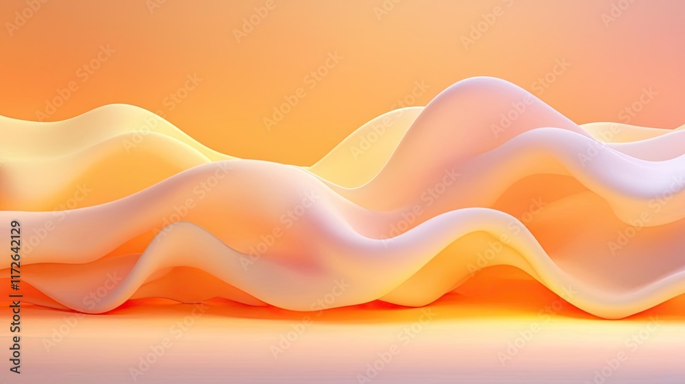 Poster Soft abstract background idea. Abstract wave forms in soft pastel colors create a serene and modern visual effect.