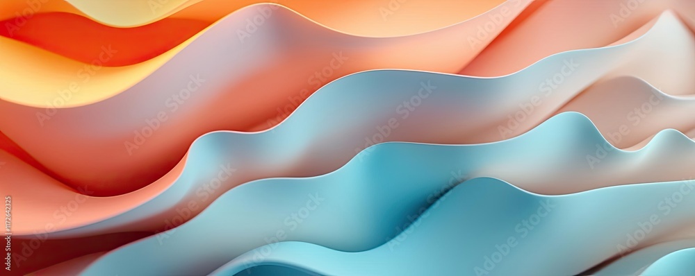 Poster Soft abstract background idea. Abstract waves of colored fabric create a beautiful and dynamic texture.