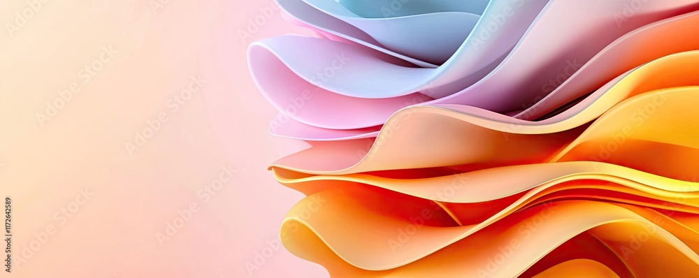Poster Soft abstract background idea. Colorful abstract waves creating a soothing and modern design for digital media.