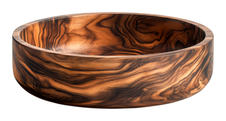 Handcrafted wooden bowl for serving against a transparent background, wooden bowl png image