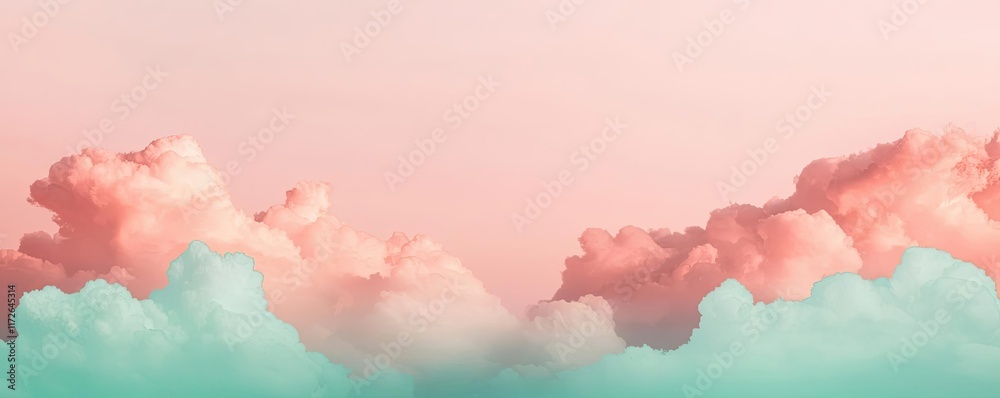 Poster minimal skies idea. beautiful pastel clouds create a serene and dreamy atmosphere in the sky.