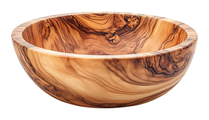 Wooden bowl for culinary preparation of ingredients isolated on a transparent background, wooden bowl png image