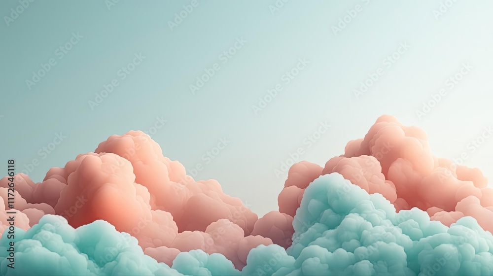 Aufkleber Minimal skies idea. Soft pastel clouds gently float against a serene sky, creating a tranquil atmosphere.