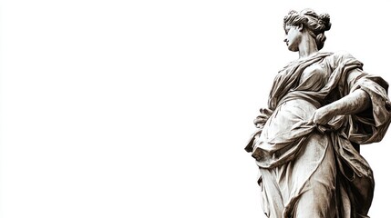 Classical Marble Statue of a Woman in Draped Clothing