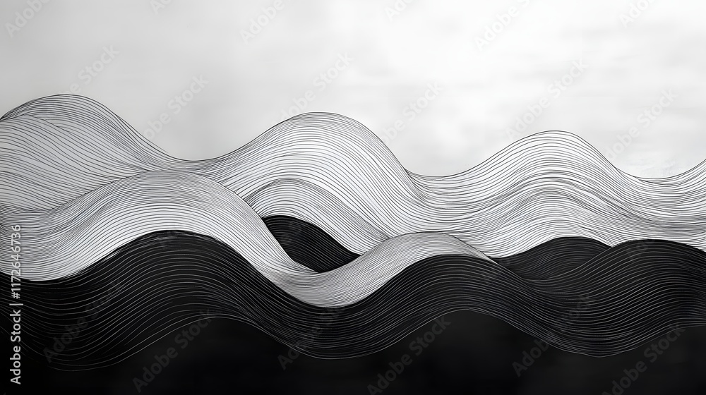 Aufkleber abstract black and white backgrounds. an abstract grayscale artwork depicting flowing lines that res