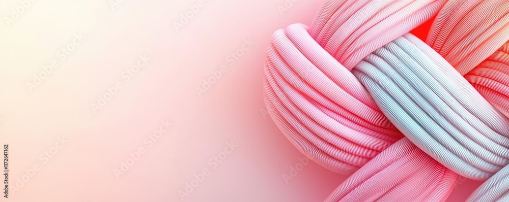 Poster Soft abstract background idea. An abstract image showcasing intertwined pastel-colored ropes on a soft gradient background.