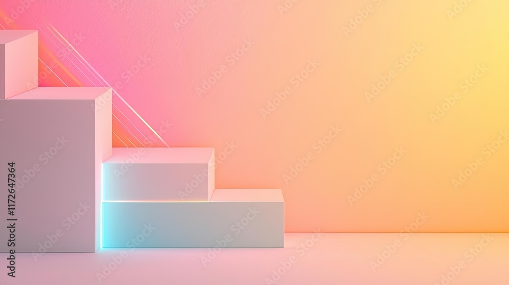 Aufkleber Soft abstract background idea. Abstract colorful background with geometric shapes and stairs for creative design.