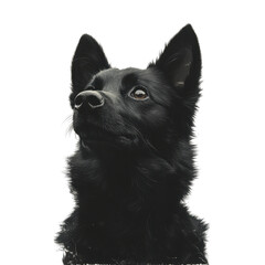 Obraz premium Minimalist dog portrait, clean lines, soft features, serene expression, white backdrop, focus on simplicity and elegance