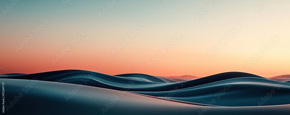 Poster soft abstract background idea. serene ocean waves under a tranquil sunset sky create a peaceful, cal