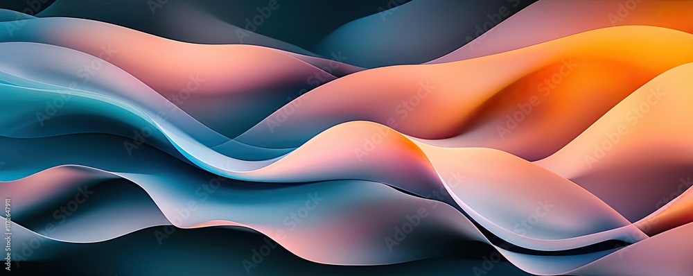 Poster Smoke abstract background idea. Abstract waves of color flow seamlessly, creating a beautiful and modern design.