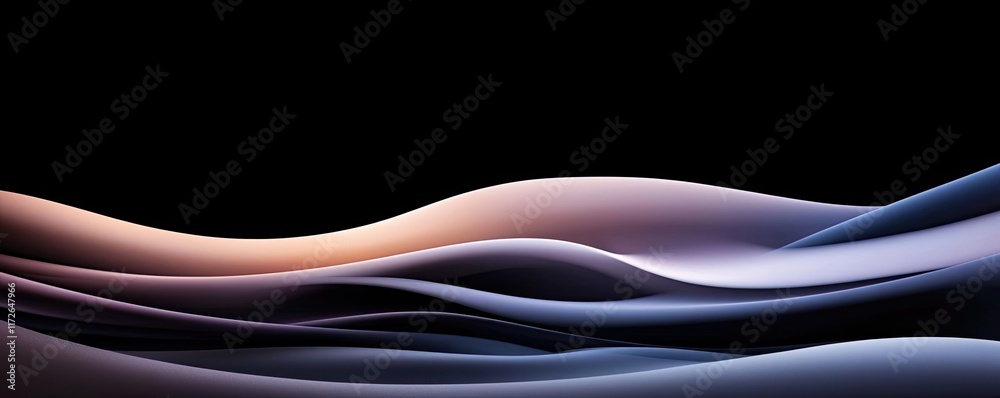 Poster Smoke abstract background idea. Abstract wave patterns in soft colors on a dark background for artistic and design uses.