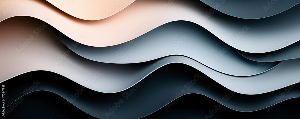 Poster Smoke abstract background idea. Abstract wave patterns in soft tones of gray, peach, and black for design inspiration.