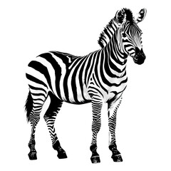 Obraz premium Black and white zebra illustration isolated on a white background