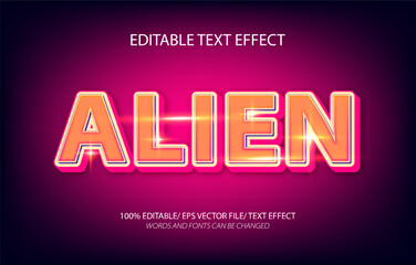 Alien editable text effect, 3D editable text template.	
